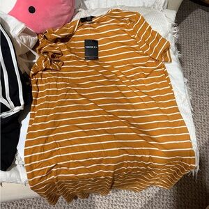 Forever 21 Mustard and White Striped Tee